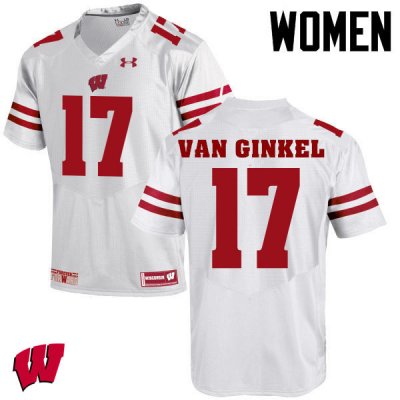 Women's Wisconsin Badgers NCAA #17 Andrew Van Ginkel White Authentic Under Armour Stitched College Football Jersey OW31U34RN